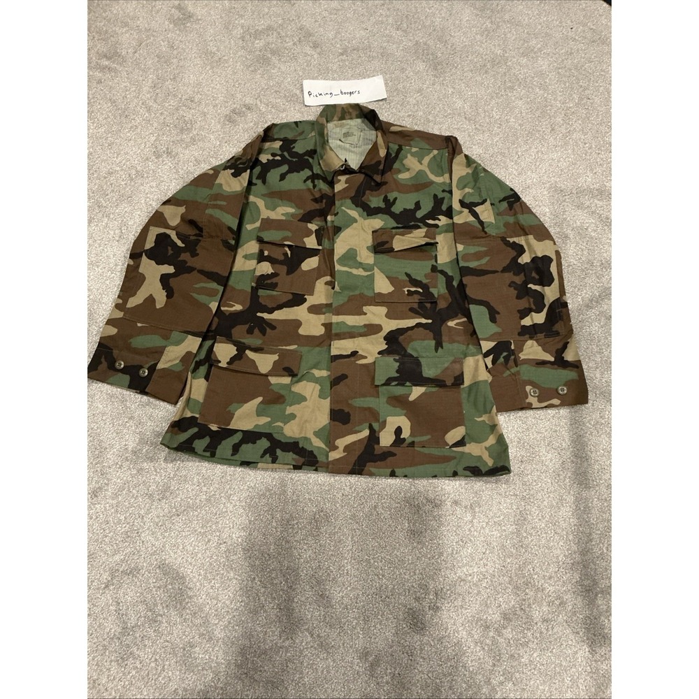 Vintage U.S. Navy Combat Woodland Camouflage Field Hot Weather Coat Large Long